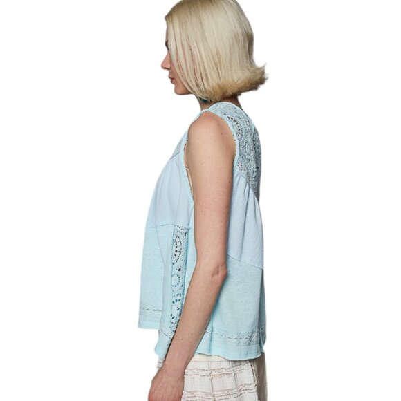 #220-POL SLEEVELESS TOP CROCHET ACCENTS SUPER CUTE! NIP NEW ARRIVAL! - Picture 8 of 12